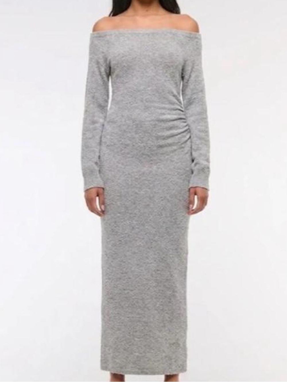 Abercrombie & Fitch Soft Off the Shoulder Rouched Sweater Dress